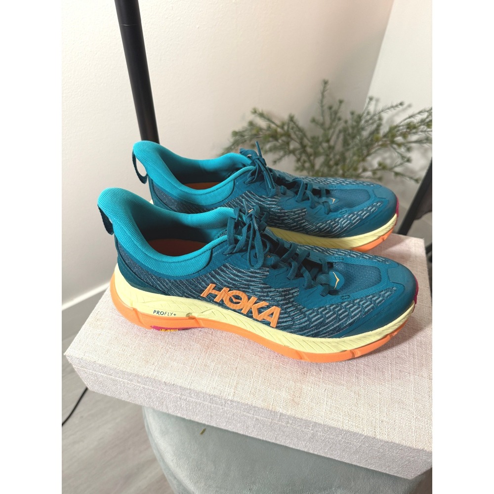Hoka Mafate Speed 4 Mens 10.5 Deep Teal Orange Trail Running Shoes Profly+